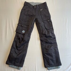 Sims Womens Snowboard Ski Pants Charcoal Stripe Cargo Insulated Size S